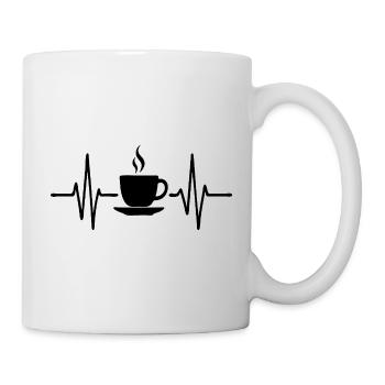 Battement de cœur de café, conception artistique au trait minimal - Mug blanc - blanc - Droite