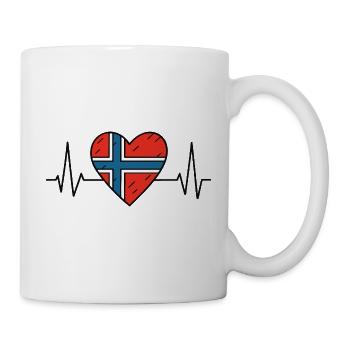 Norwegen Heartbeat Line Flagge Liebe Reisen Design - Tasse - Weiß - Rechts