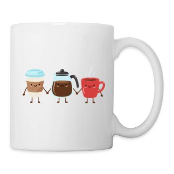 Lustiger Kaffee Cartoon Koffein Kunst - Tasse - Weiß - Rechts