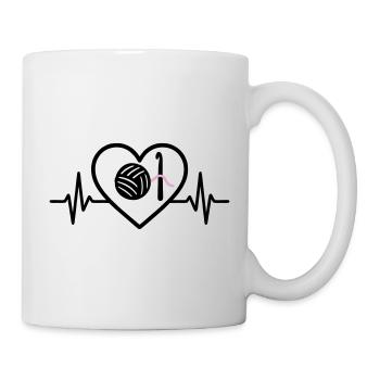 Crochet Knit Heart Ball Pink Hobby Woman - Mug - white - Right