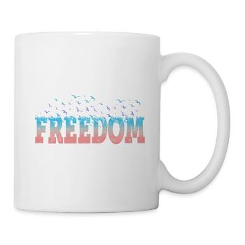 Freedom Freedom Font Colorful Birds Vintage Retro - Mug - white - Right