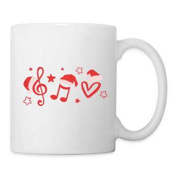 Notes musicales en clé de sol avec des chapeaux de Noël - Mug blanc - blanc - Droite