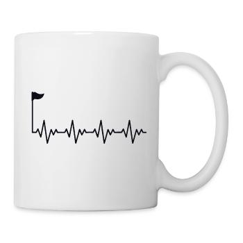 Golf Golfer Golf Golf Hole avec drapeau ECG Battement de cœur - Mug blanc - blanc - Droite