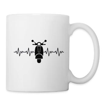 Moped Scooter ECG Heartbeat Heart Rate - Mug - white - Right