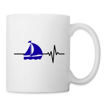 Heartbeat Sailing – Bateau dans le sang, amour des voiles - Mug blanc - blanc - Droite