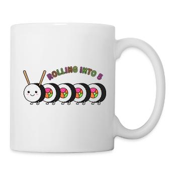 Rolling Into 5 Sushi Geburtstag - Tasse - Weiß - Rechts