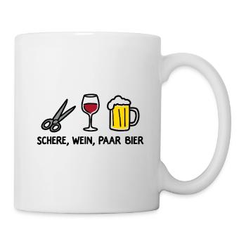 Schere Wein Paar Bier Lustiges Party Wortspiel - Tasse - Weiß - Rechts
