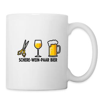 Schere Wein Paar Bier Lustiges Party Wortspiel - Tasse - Weiß - Rechts