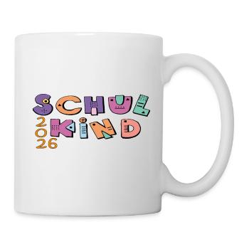 Schulkind 2026  Bunte Buchstaben - Tasse - Weiß - Rechts
