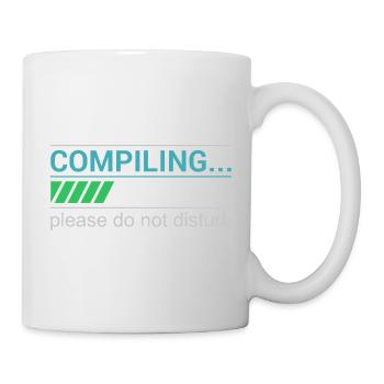 Lustiges Programmierer T-Shirt - Compiling Please - Tasse - Weiß - Rechts