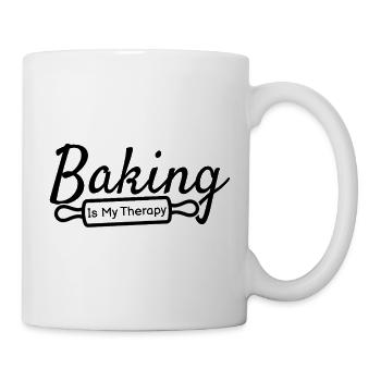 Baking Is My Therapy – Backen Spruch - Tasse - Weiß - Rechts