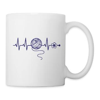 Crochet au crochet drôle pour les amateurs de laine au battement de cœur - Mug blanc - blanc - Droite