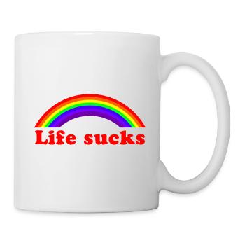 Life Sucks Rainbow - Citation sarcastique et drôle - Mug blanc - blanc - Droite