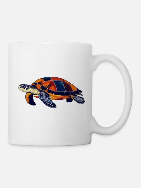 Bunte Mosaik Wasser Schildkröte Meeresschildkröte - Tasse - Weiß