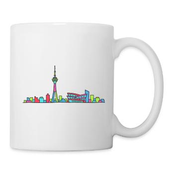 Stuttgarter Stadtskyline Fernsehturm Moderne Linienzeichnung - Tasse - Weiß - Rechts