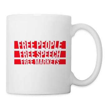 Free Speech Markets People Libertarian Freedom Logo - Mug - white - Right