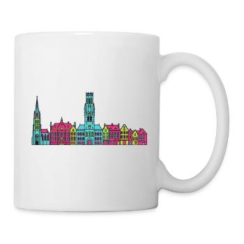 Brügge Stadtsilhuett Glockenturm Moderne Kunst - Tasse - Weiß - Rechts