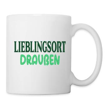 Wohlbefinden Lieblingsort Draussen - Tasse - Weiß - Rechts