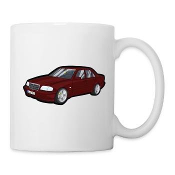 Red cartoon car street look - Mug - white - Right