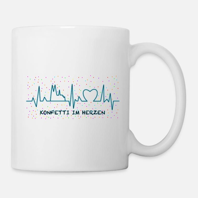 Konfetti im Herzen - Blau - Tasse - Weiß
