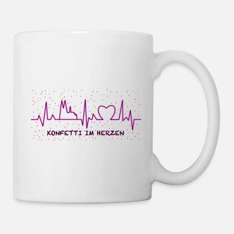 Konfetti im Herzen - Pink - Tasse - Weiß