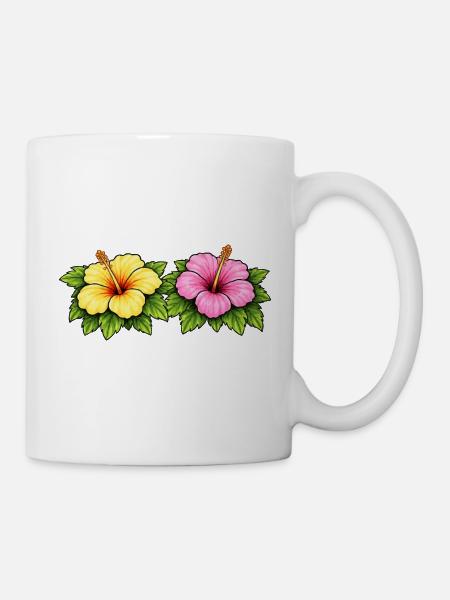 Hibiskus Tropenblumen - Tasse - Weiß