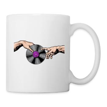 Mains touchant l’art d’un disque vinyle - Mug blanc - blanc - Droite
