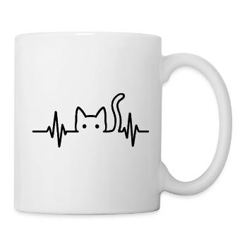 Katze Herzschlag Katzenliebhaber Geschenkidee - Tasse - Weiß - Rechts