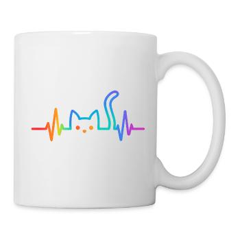 Katze Herzschlag Katzenliebhaber Geschenkidee - Tasse - Weiß - Rechts