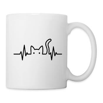 Katze Herzschlag Katzenliebhaber Geschenkidee - Tasse - Weiß - Rechts