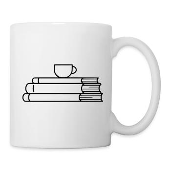 Bücherstapel Kaffee Tasse Outline - Tasse - Weiß - Rechts