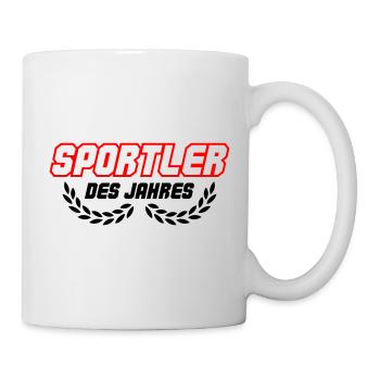 Sportler Schriftzug in roter Outline - Tasse - Weiß - Rechts
