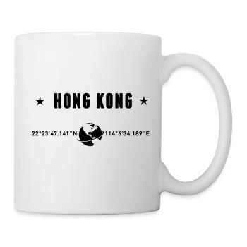Hongkong Koordinaten Schwarze Typografie - Tasse - Weiß - Rechts