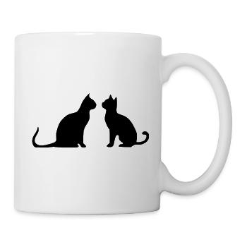 Schwarze Katze 2 Katzen Silhouetten Geschenk  - Tasse - Weiß - Rechts