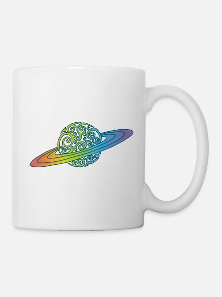Mehrfarbiger Spiralplanet - Tasse - Weiß