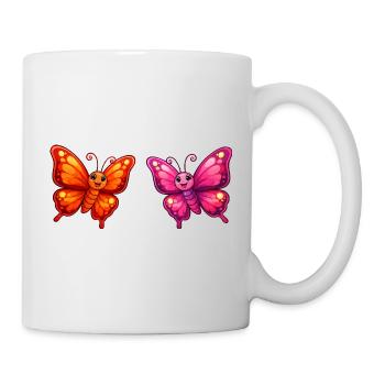 Papillons de dessins animés colorés - Mug blanc - blanc - Droite
