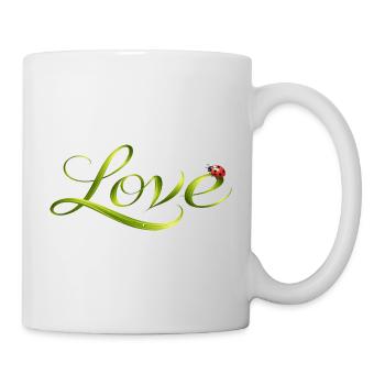 Love Schrift aus Grashalm mit Marienkäfer - Tasse - Weiß - Rechts