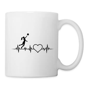 Volleyball EKG Herzschlag Puls Volleyballerin - Tasse - Weiß - Rechts