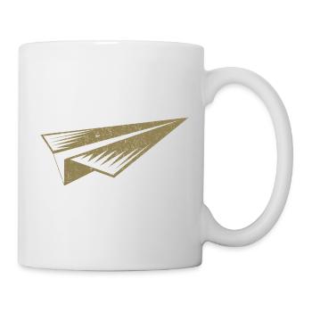 Silhouette d'avion en papier style grunge - Mug blanc - blanc - Droite