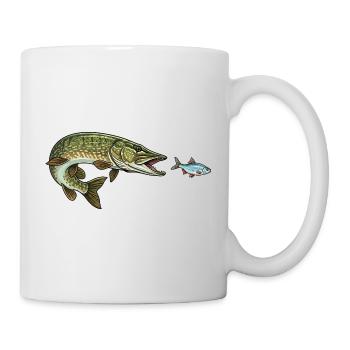 Le brochet chasse le poisson - Mug blanc - blanc - Droite