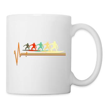 Retro Surfing Heartbeat Vintage Surfer Wave - Mug - white - Right