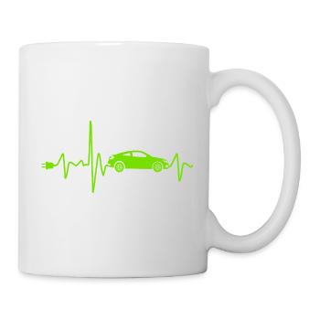 Voiture électrique avec Heartbeat Eauto rétro E-car - Mug blanc - blanc - Droite