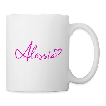 Alessia Signatur Neon Pink - Tasse - Weiß - Rechts