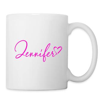 Jennifer Signatur Neon Pink - Tasse - Weiß - Rechts