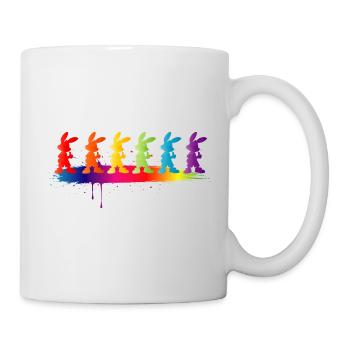 Motif des lapins colorés silhouette arc-en-ciel des enfants - Mug blanc - blanc - Droite
