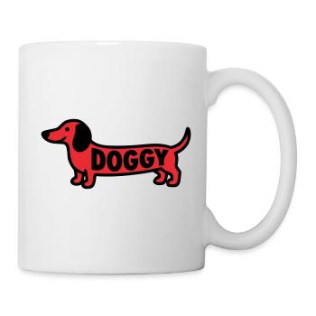 Dackel Hund Doggy Spruch Rot - Tasse - Weiß - Rechts