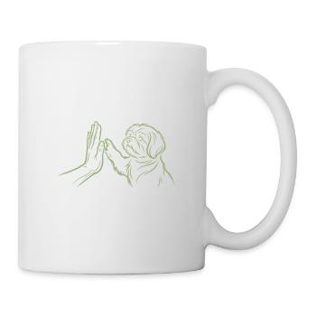 Hund Handschlag High Five Pfote Mensch Verbindung - Tasse - Weiß - Rechts