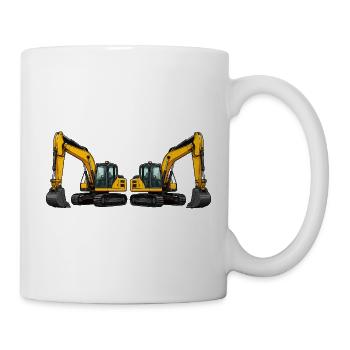 Bagger Fahrzeug Maschine - Tasse - Weiß - Rechts