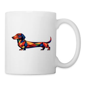 Geometrischer Dackel - Tasse - Weiß - Rechts