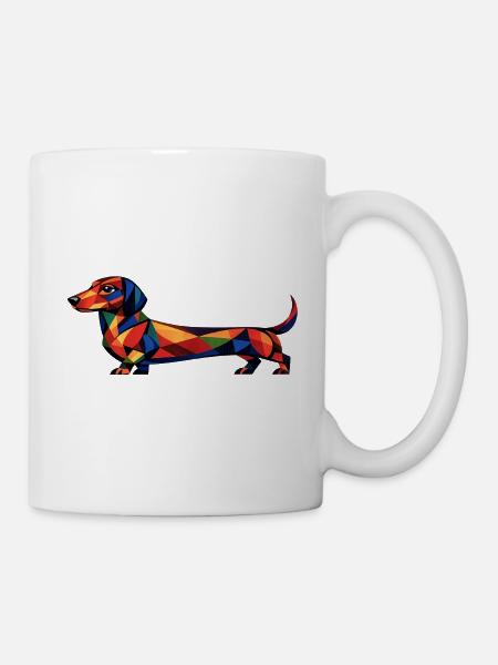 Geometrischer Dackel - Tasse - Weiß